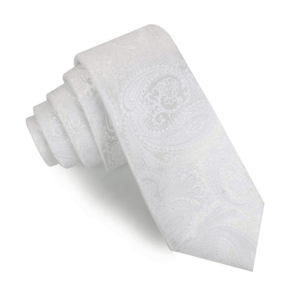 Diamond White Teardrop Paisley Skinny Tie