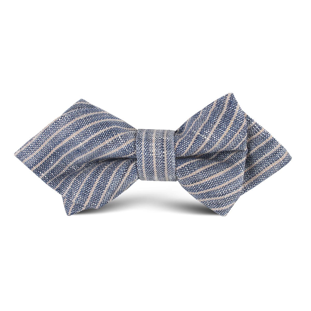 Blue Dry Cold Linen Pinstripe Kids Diamond Bow Tie