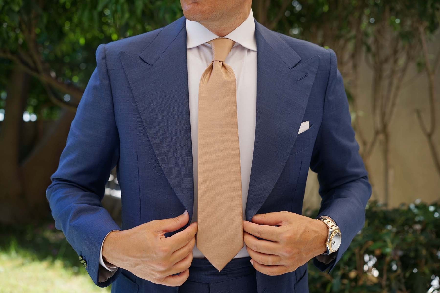 Nude Brown Twill Necktie