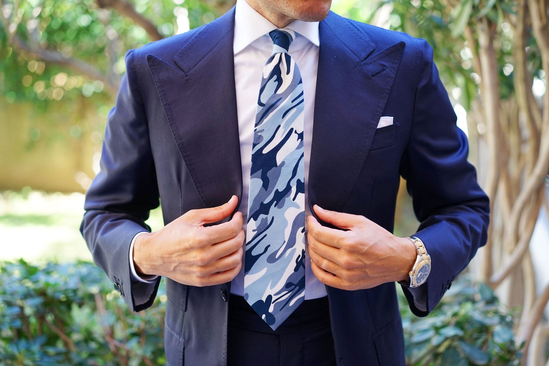 Sea Blue Camo Tie