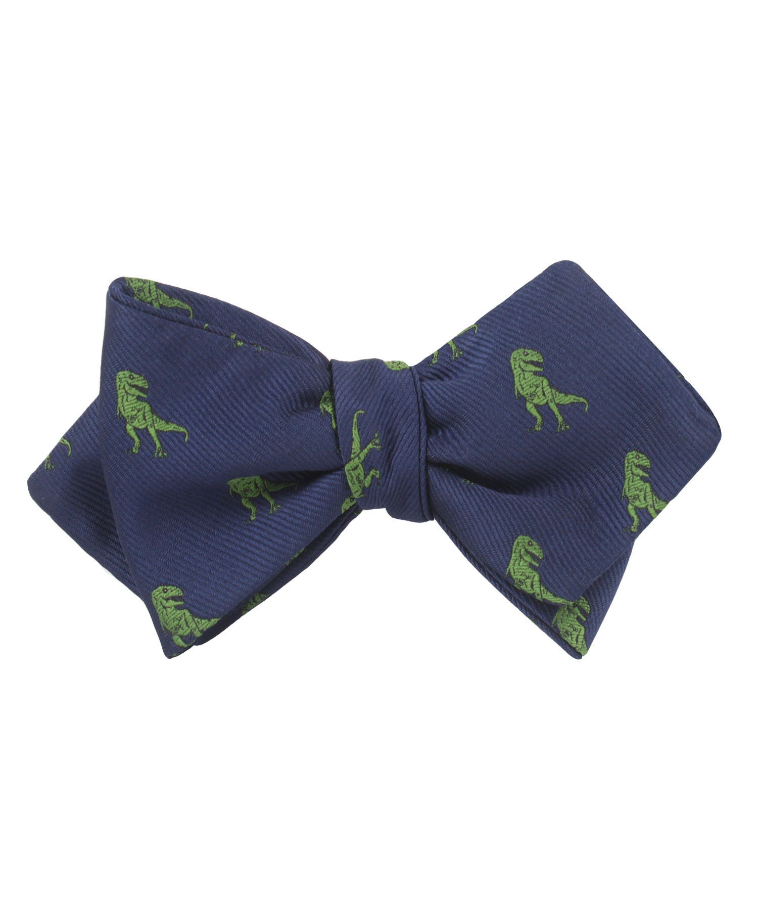 Green T-Rex Dinosaur Diamond Self Bow Tie