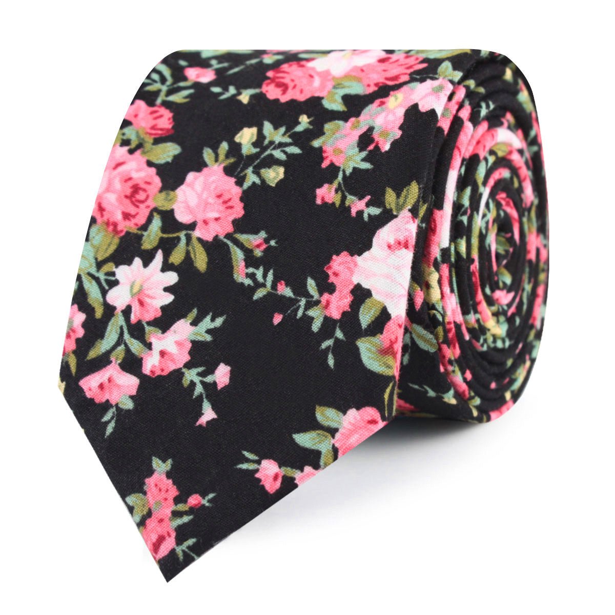 Carnation Floral Pink Skinny Tie