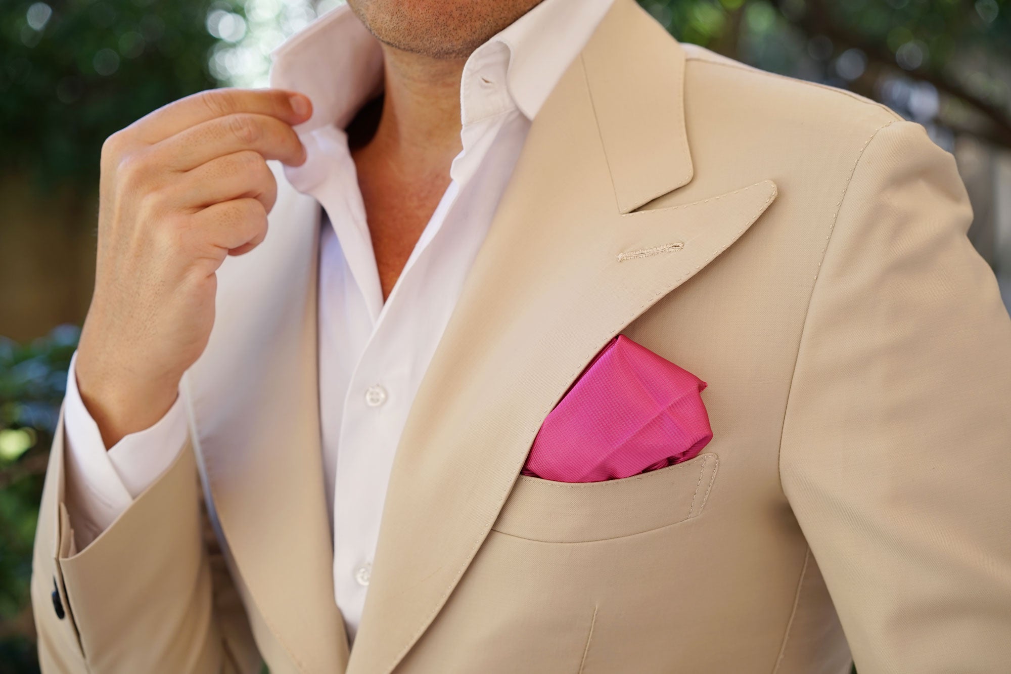 Fuchsia Pink Twill Pocket Square