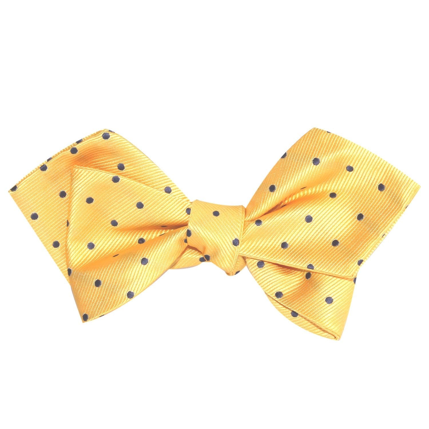 Yellow with Polka Dots Self Tie Diamond Tip Bow Tie