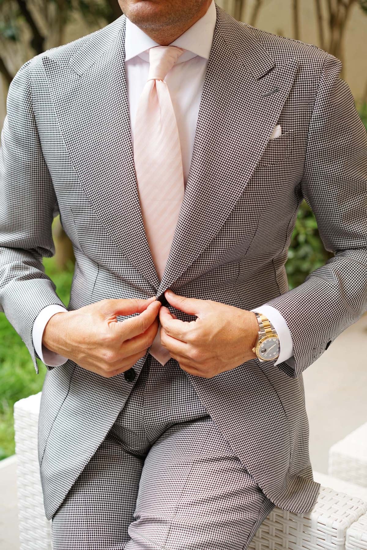 Flamenco Blush Pink Striped Necktie