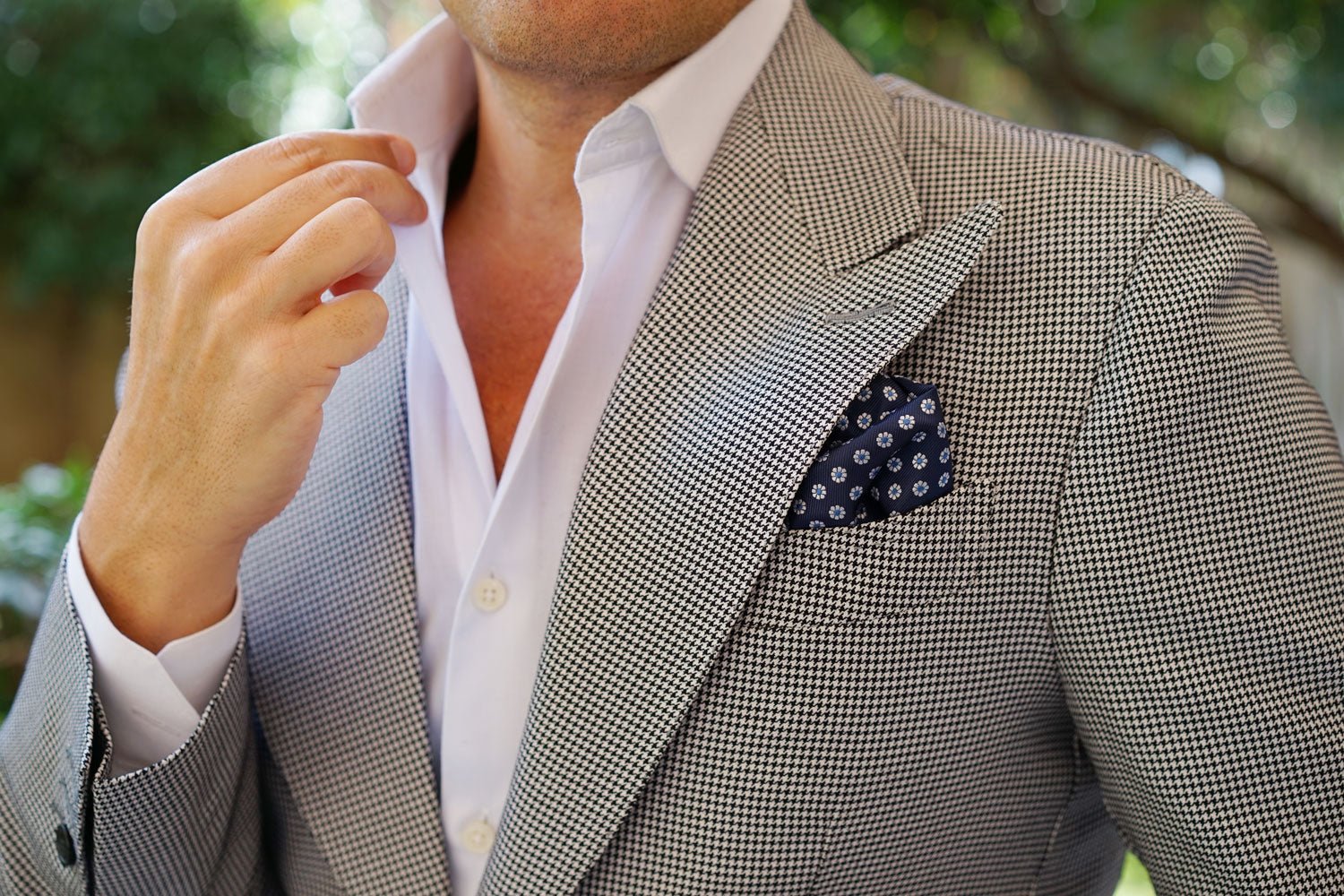 Fiori Blu Floral Pocket Square