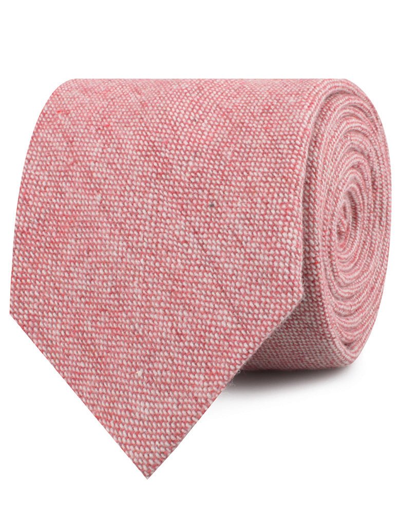 Blush Red Slub Linen Necktie