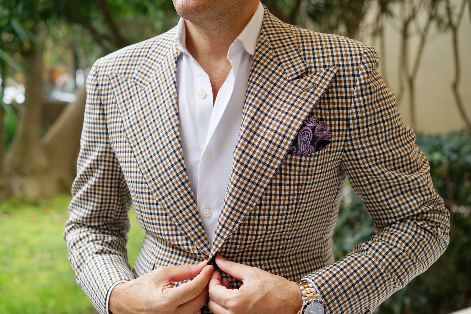 Qajar Dynasty Purple Paisley Pocket Square