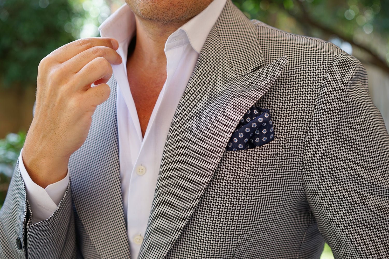 Fiori Blu Floral Pocket Square