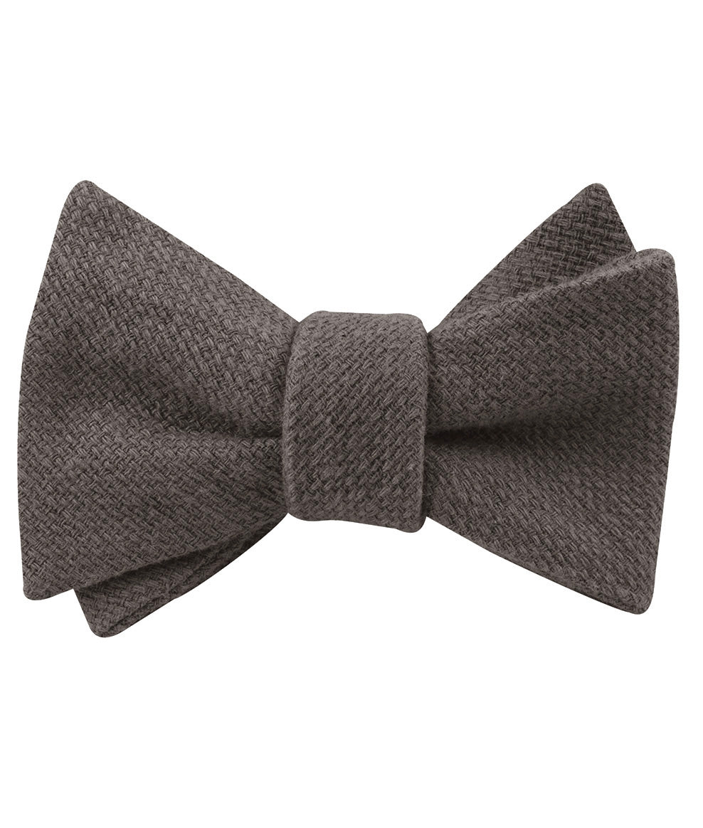 Charcoal Graphite Weave Linen Self Bow Tie