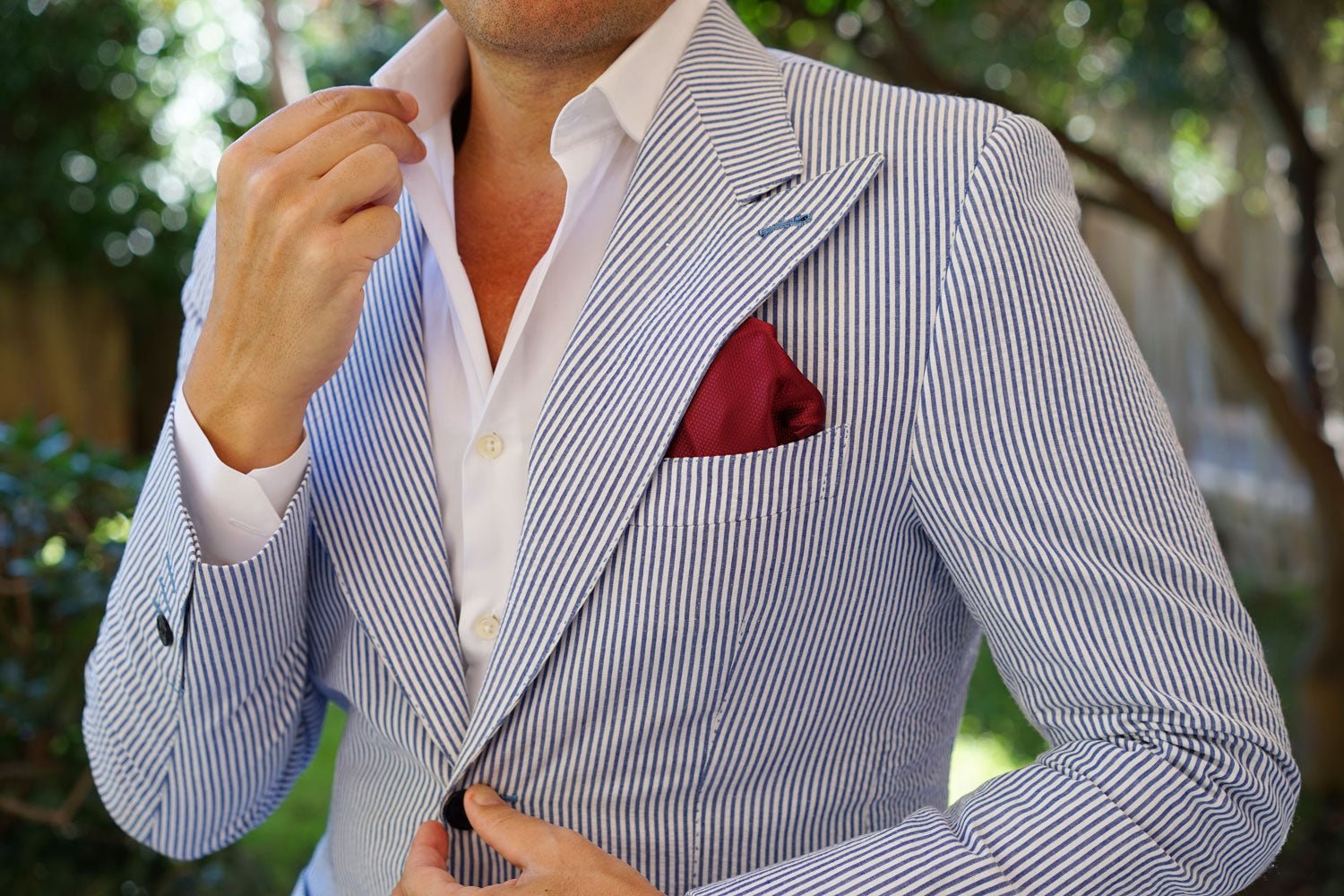 Burgundy Basket Weave Pocket Square