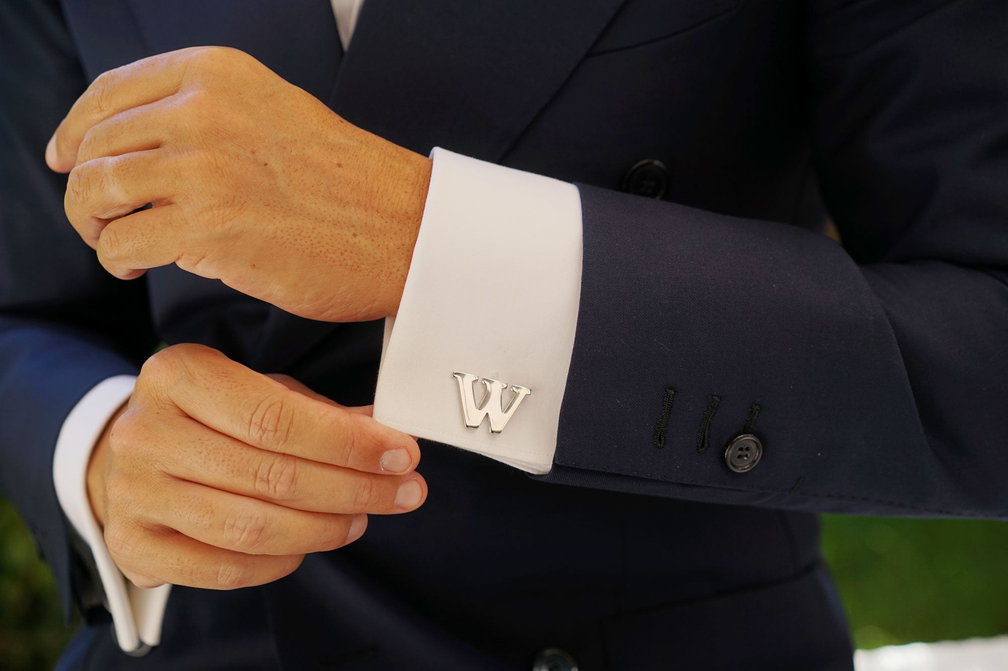 Letter W Silver Cufflinks