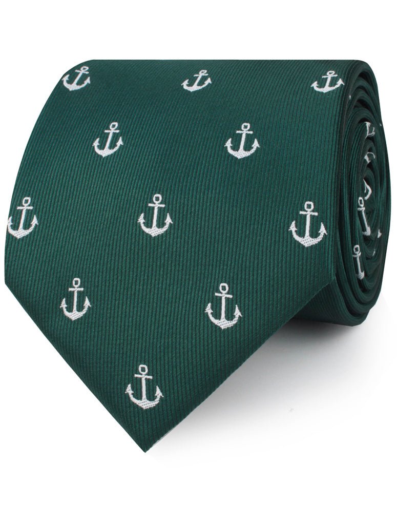 Dark Green Anchor Necktie