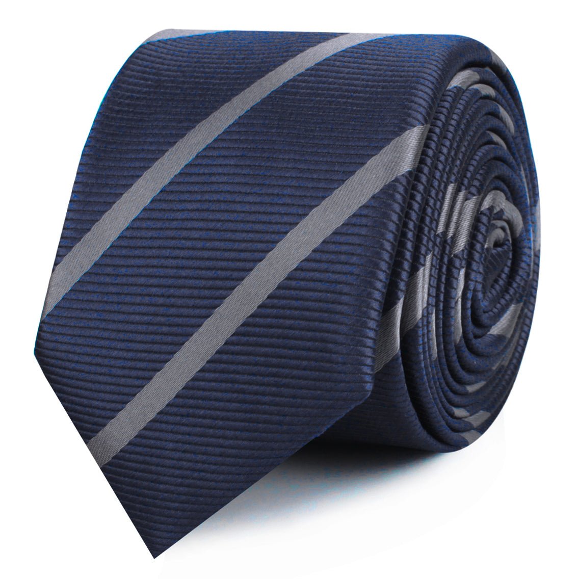 Charcoal Grey Striped Skinny Tie