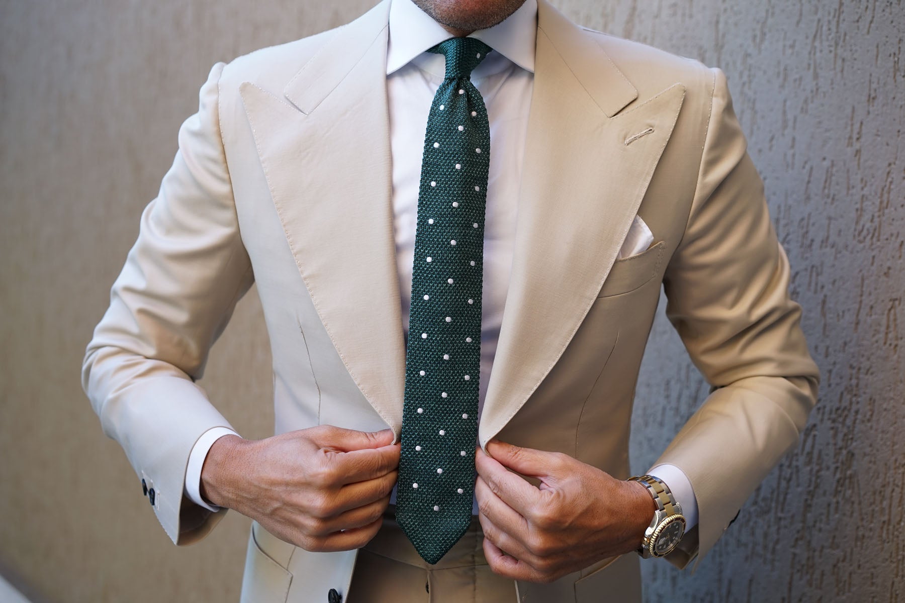 Chambray Green Polka Dot Knitted Tie