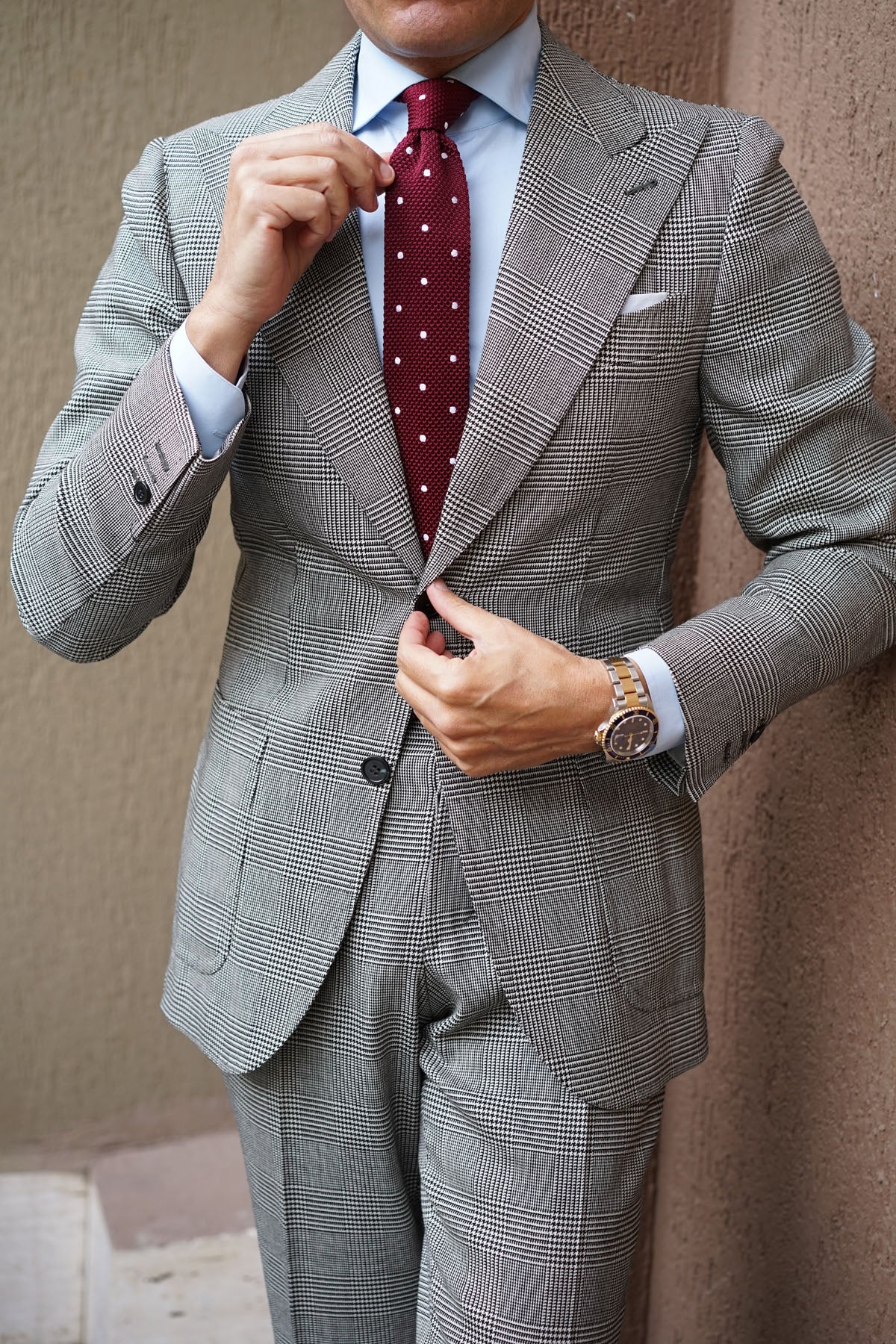 Pesci Mahogany Polkadot Knitted Tie