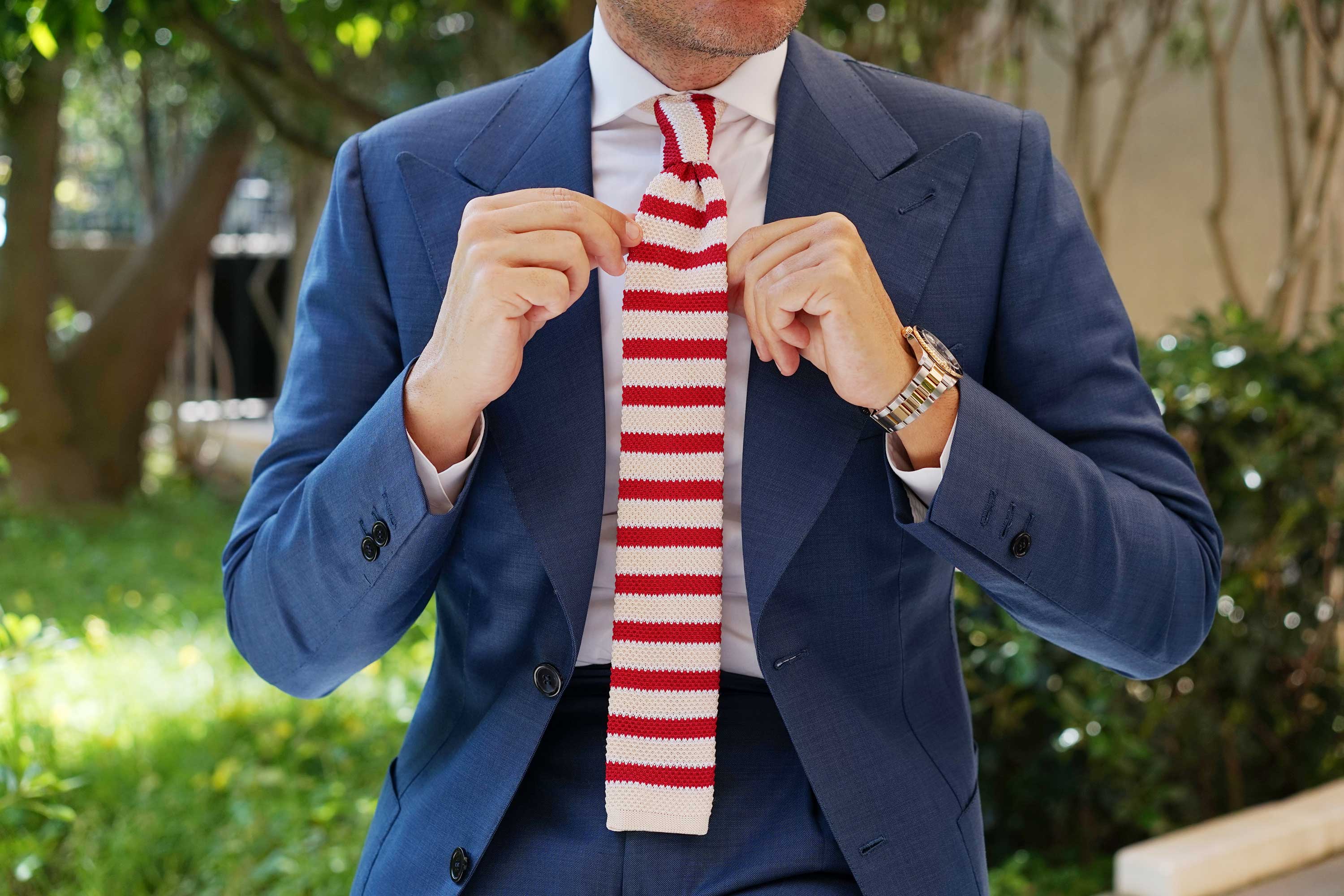 Mark Hanna Red Striped Knitted Tie