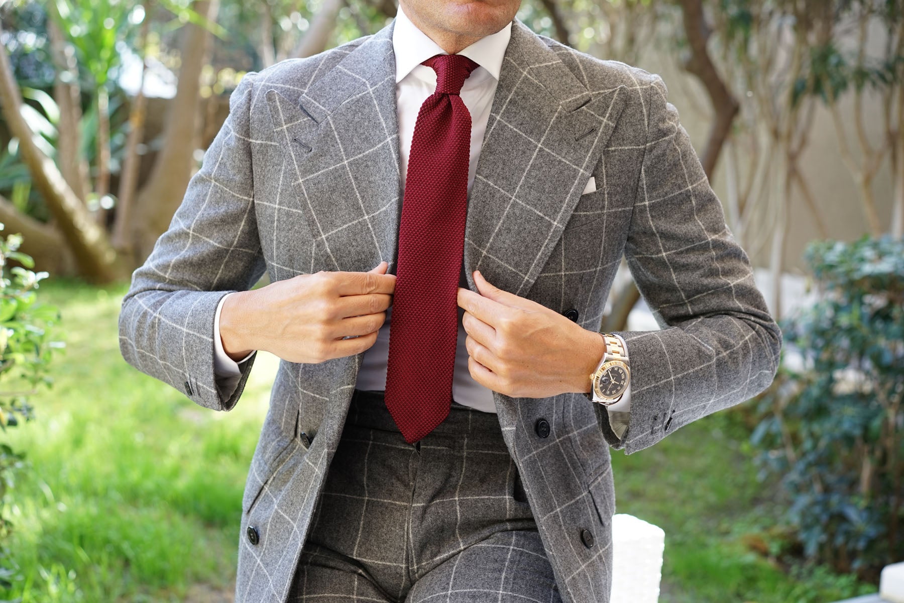 Meraki Burgundy Knitted Tie