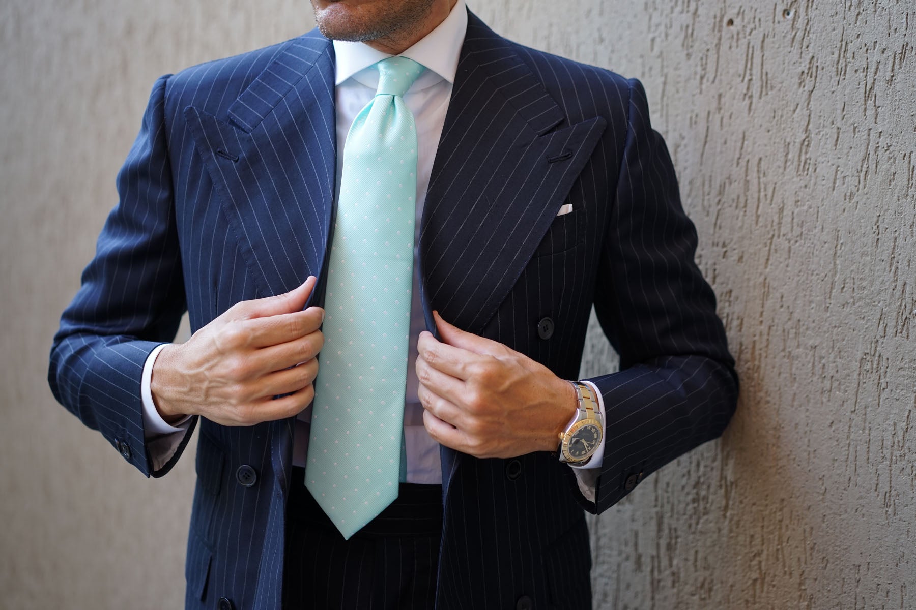 Mint Green with White Polka Dots Necktie