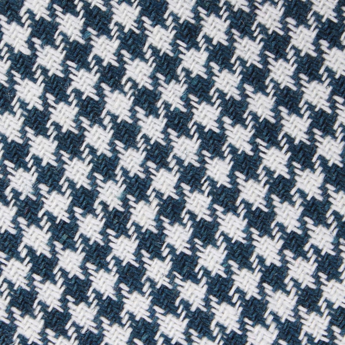 Blue Houndstooth Raw Linen Pocket Square