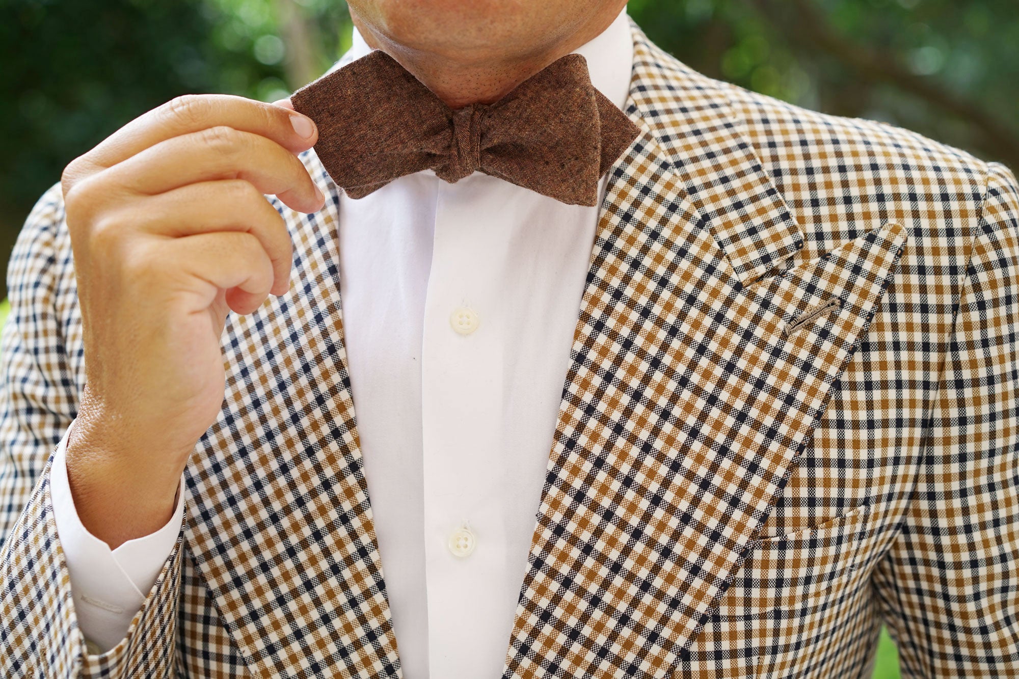 Monaco Brown Diamond Self Bow Tie