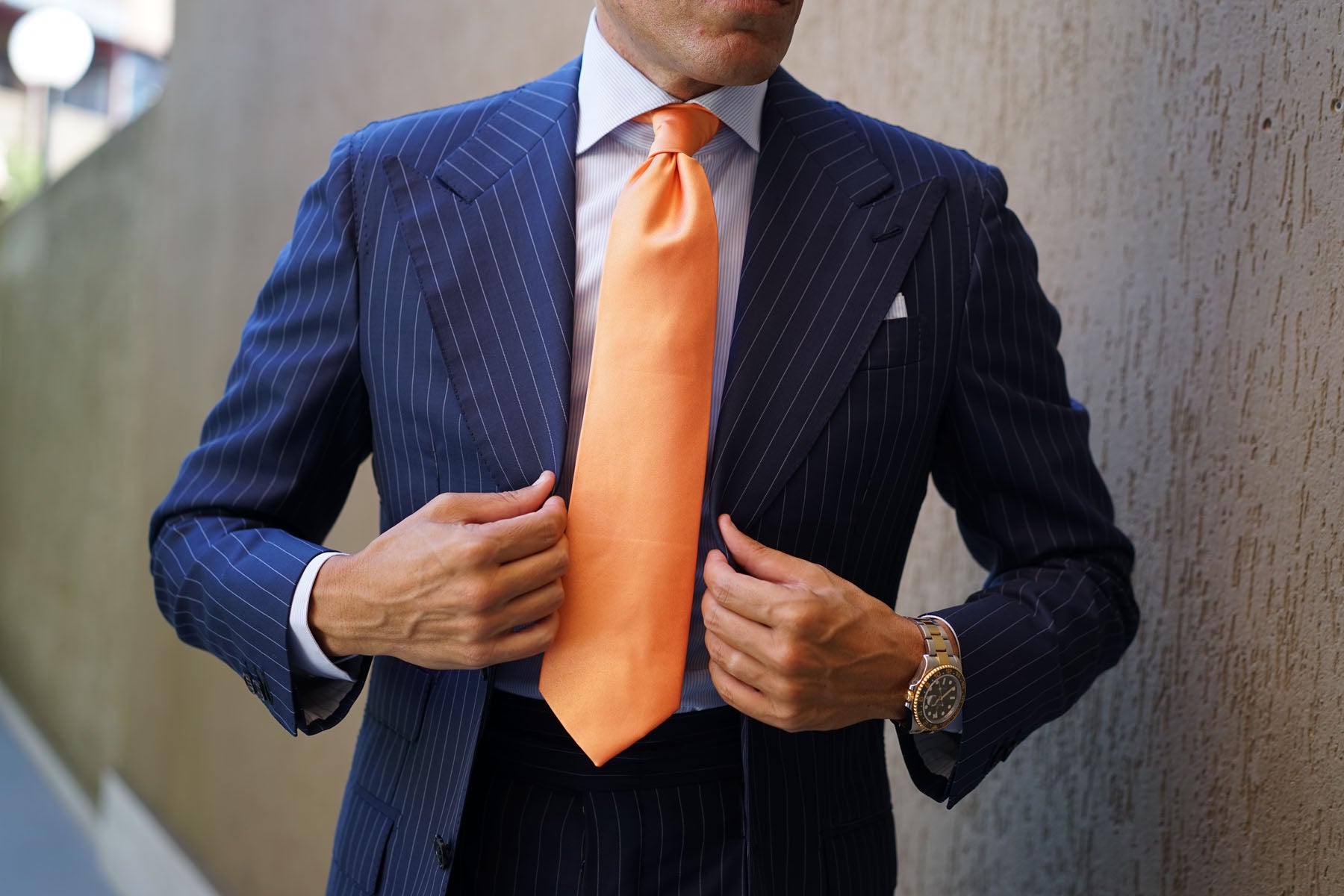 Orange Tangerine Satin Necktie