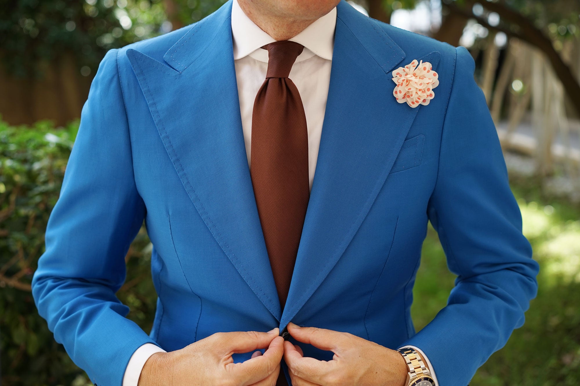 Polkadot Pink Lapel Flower