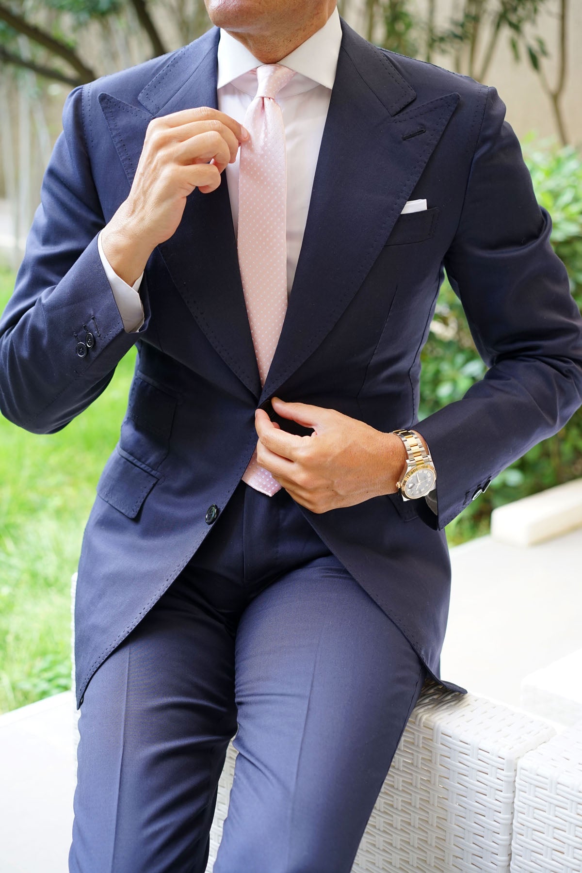 Blush Pink Mini Polka Dots Skinny Tie