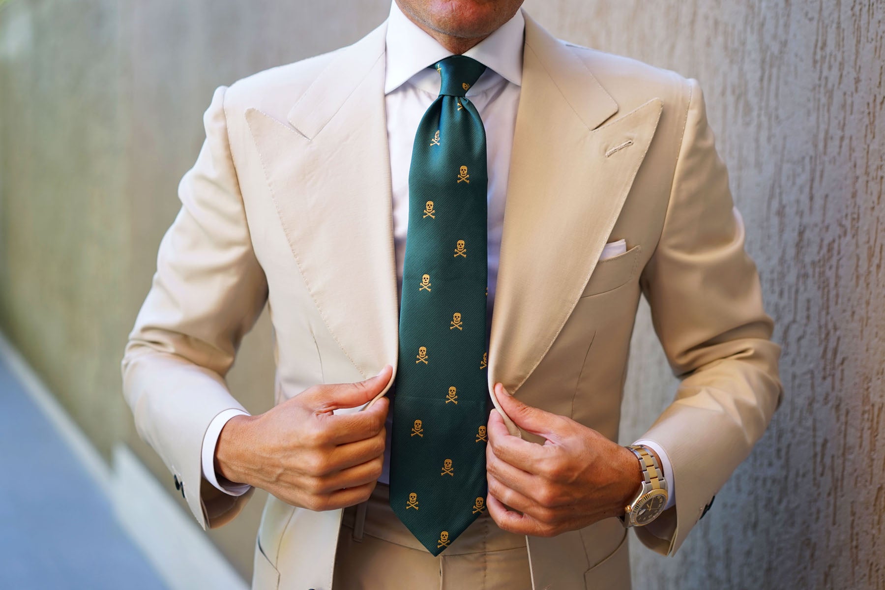 Skull & Crossbones Green Tie