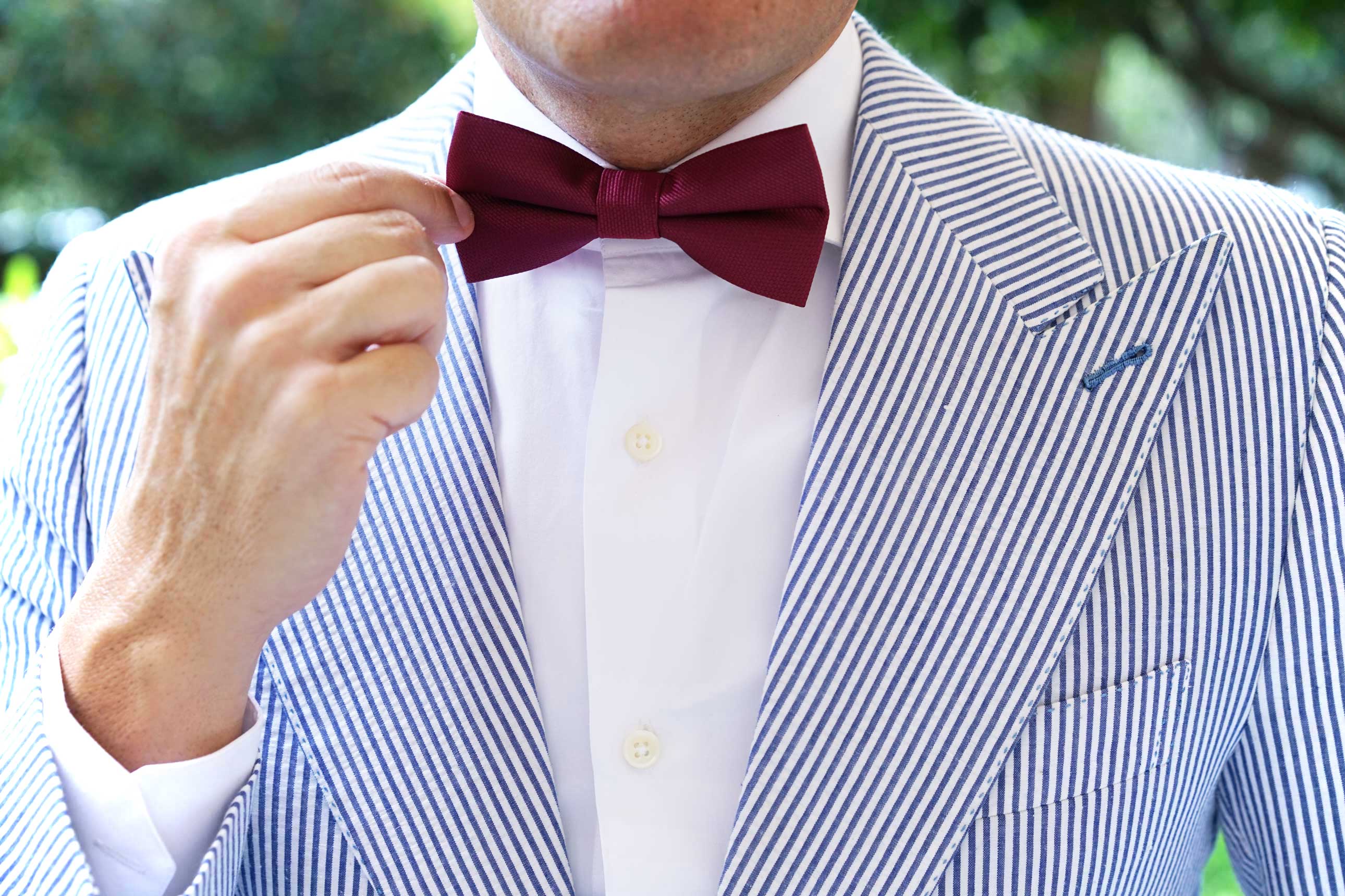 Burgundy Weave Bow Tie