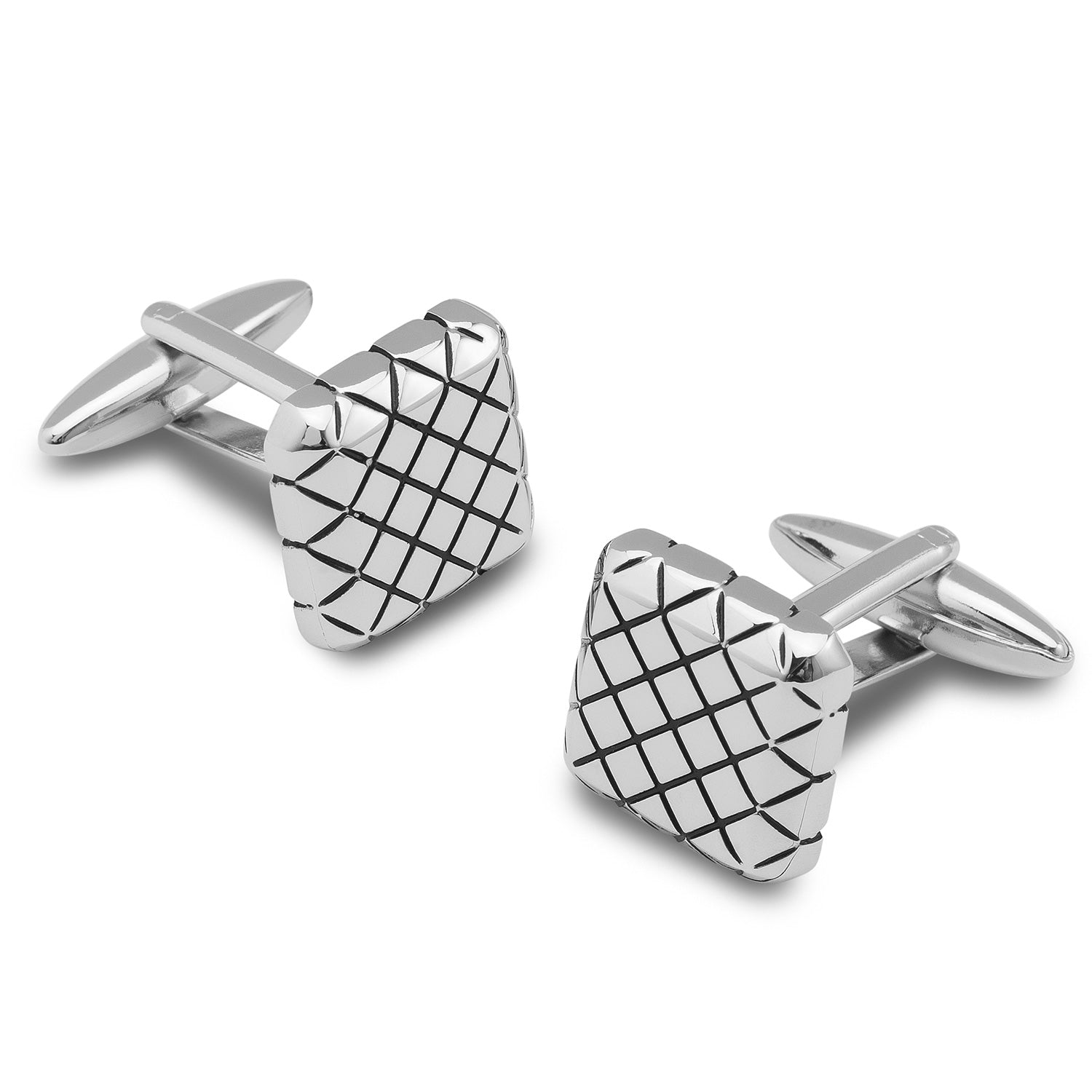 Silver Samurai Crosshatch Cufflinks