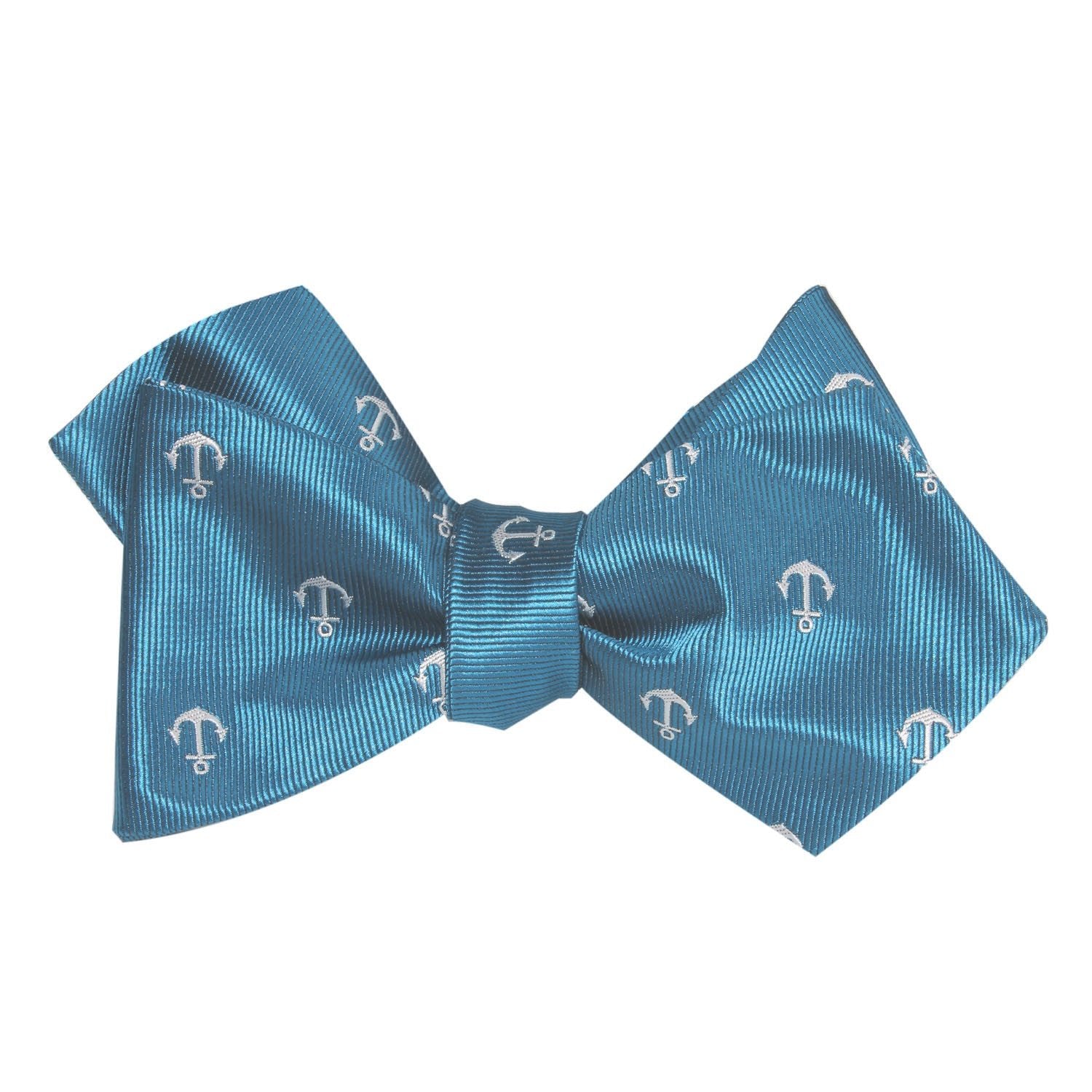 The OTAA Teal Blue Anchor Self Tie Diamond Tip Bow Tie