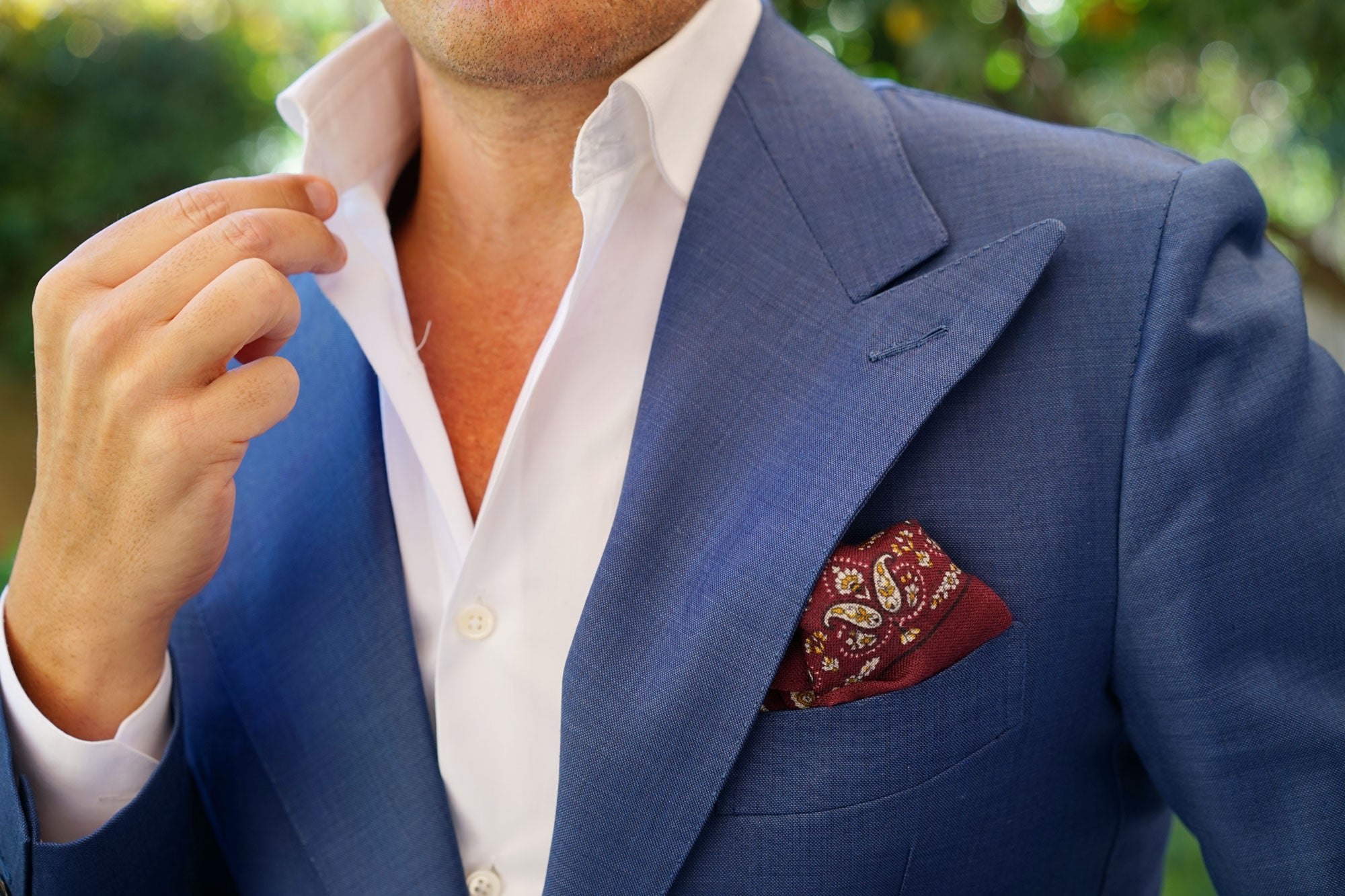 Mountbatten Burgundy Wool Pocket Square