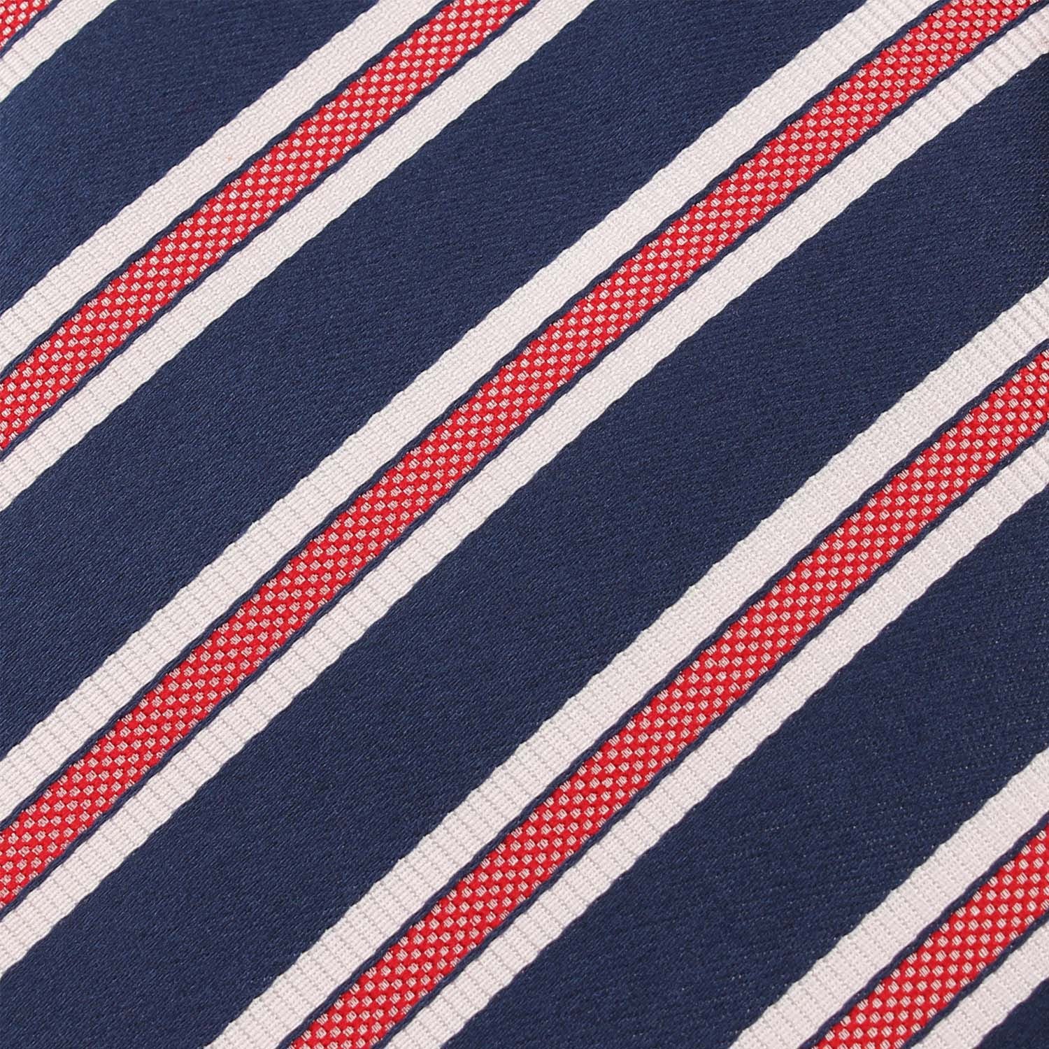 Navy Blue Skinny Tie with Red Stripes