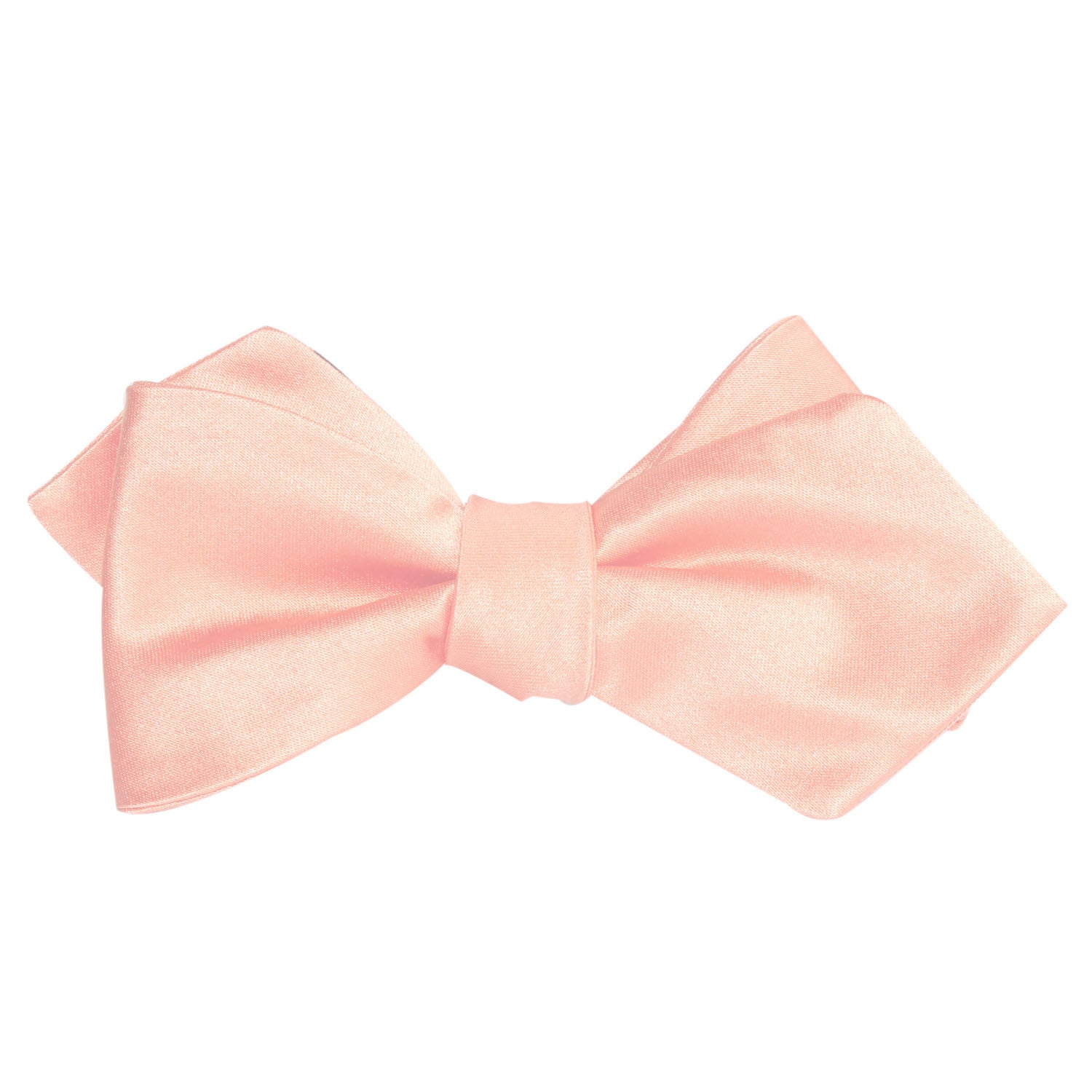 Peach Satin Self Tie Diamond Tip Bow Tie