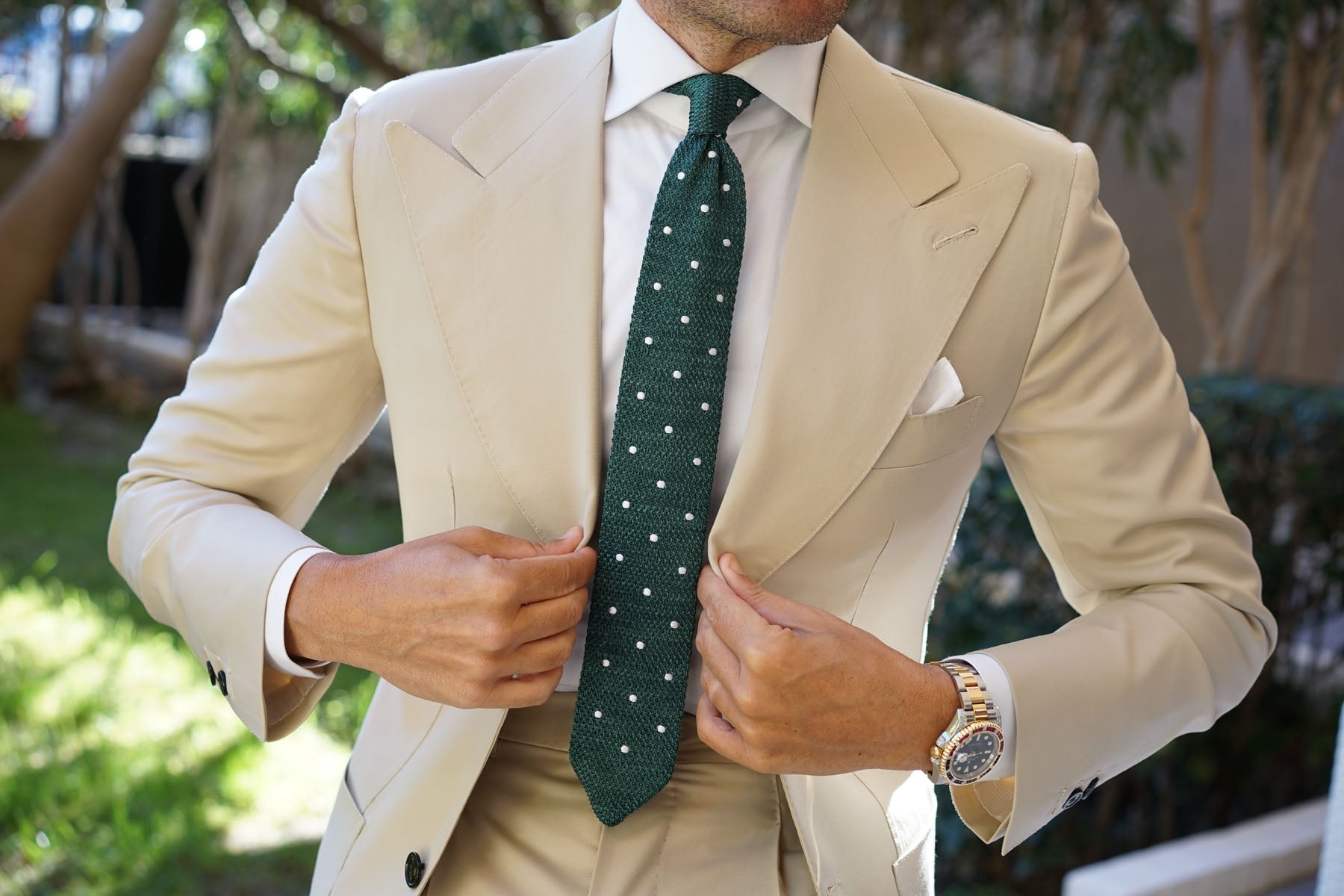 Chambray Green Polka Dot Knitted Tie