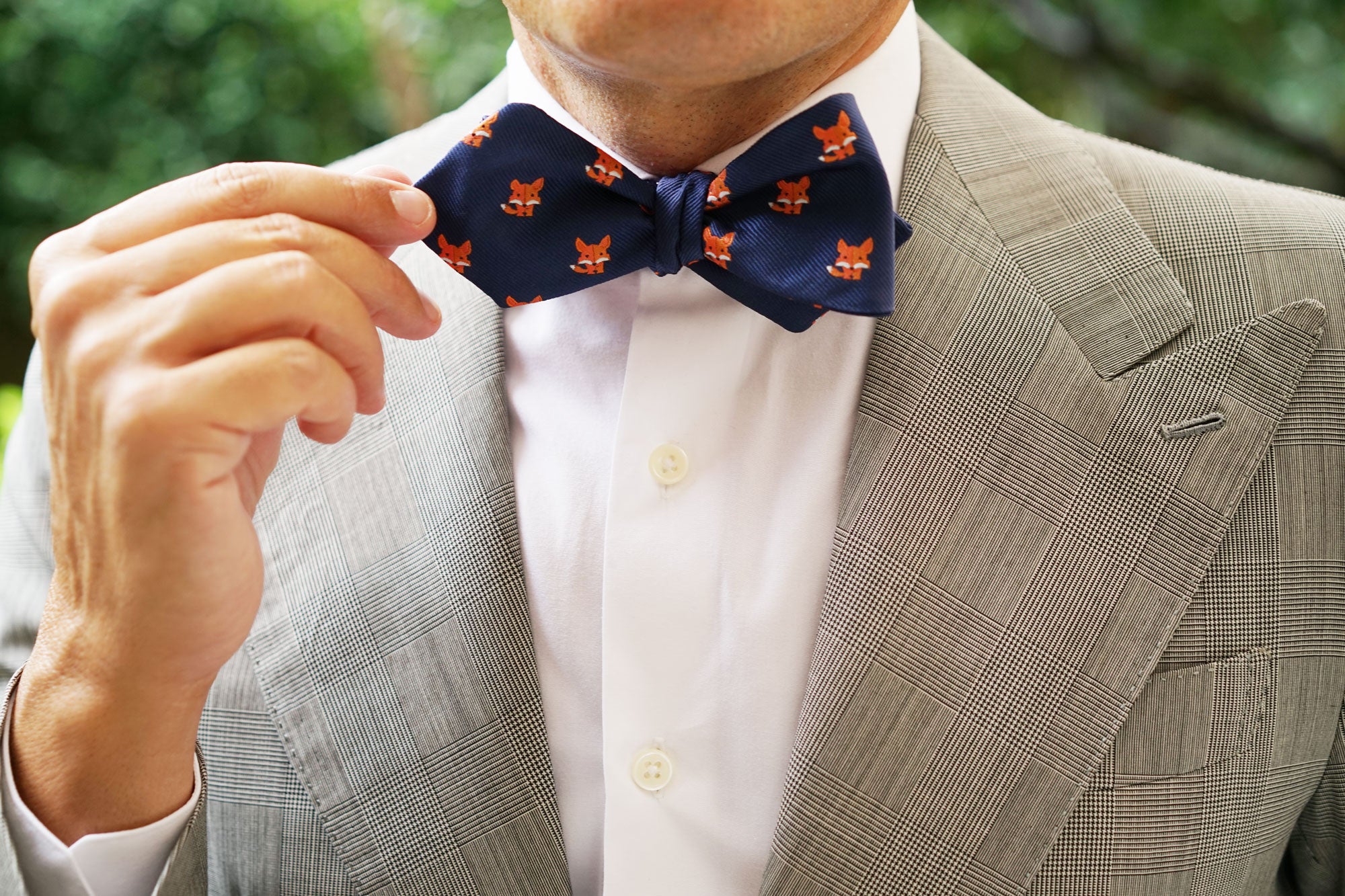 North American Kit Fox Diamond Self Bow Tie