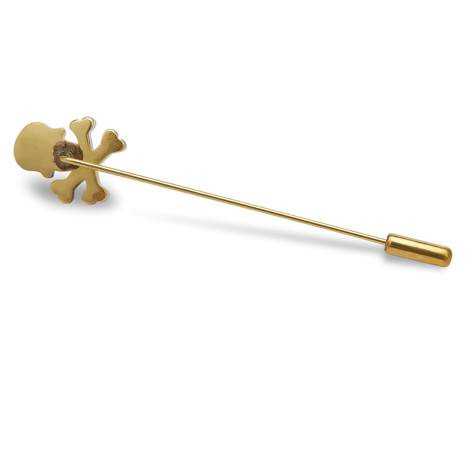 Antique Gold Skull and Crossbones Lapel Pin