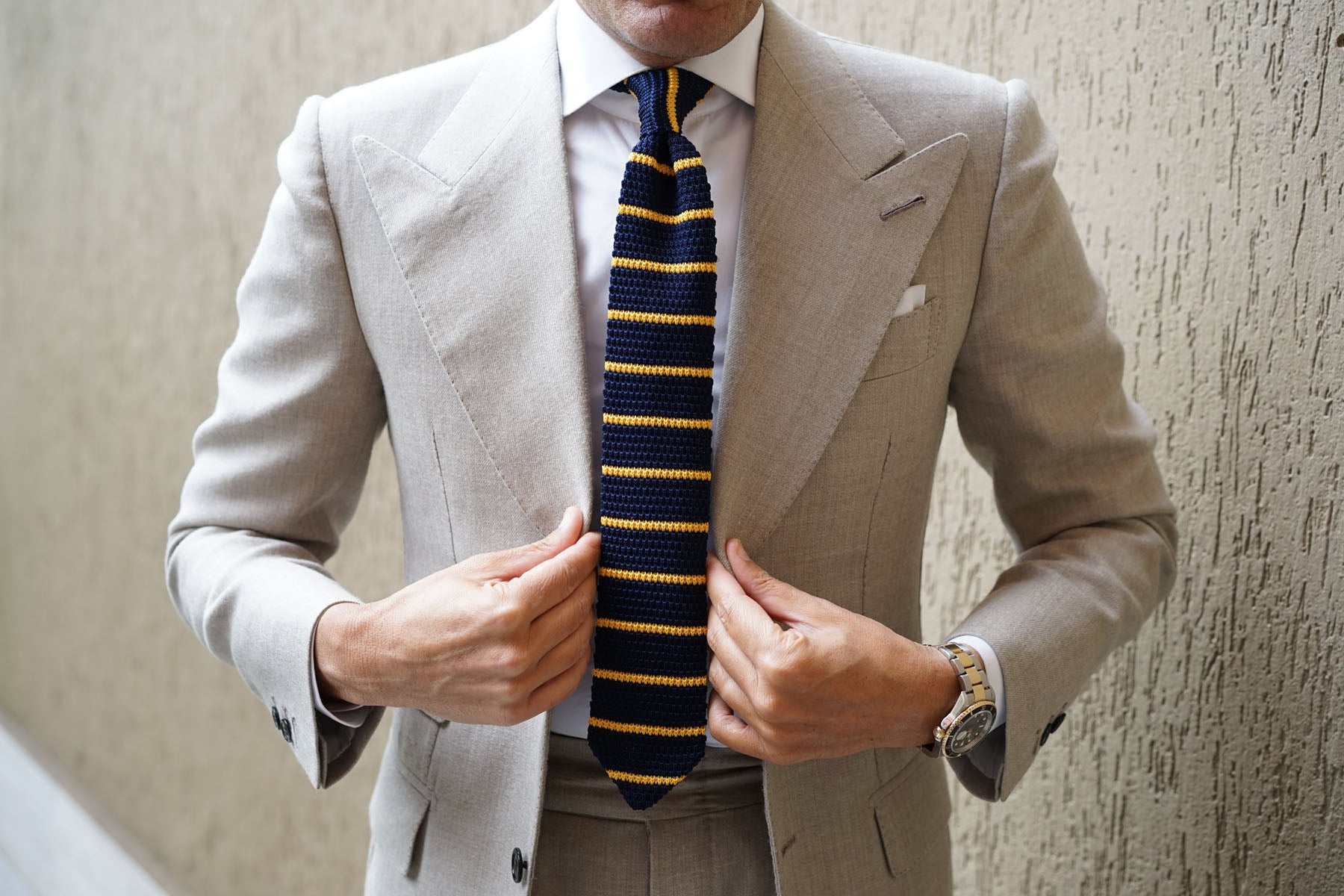 Luxor Navy and Yellow Knitted Tie