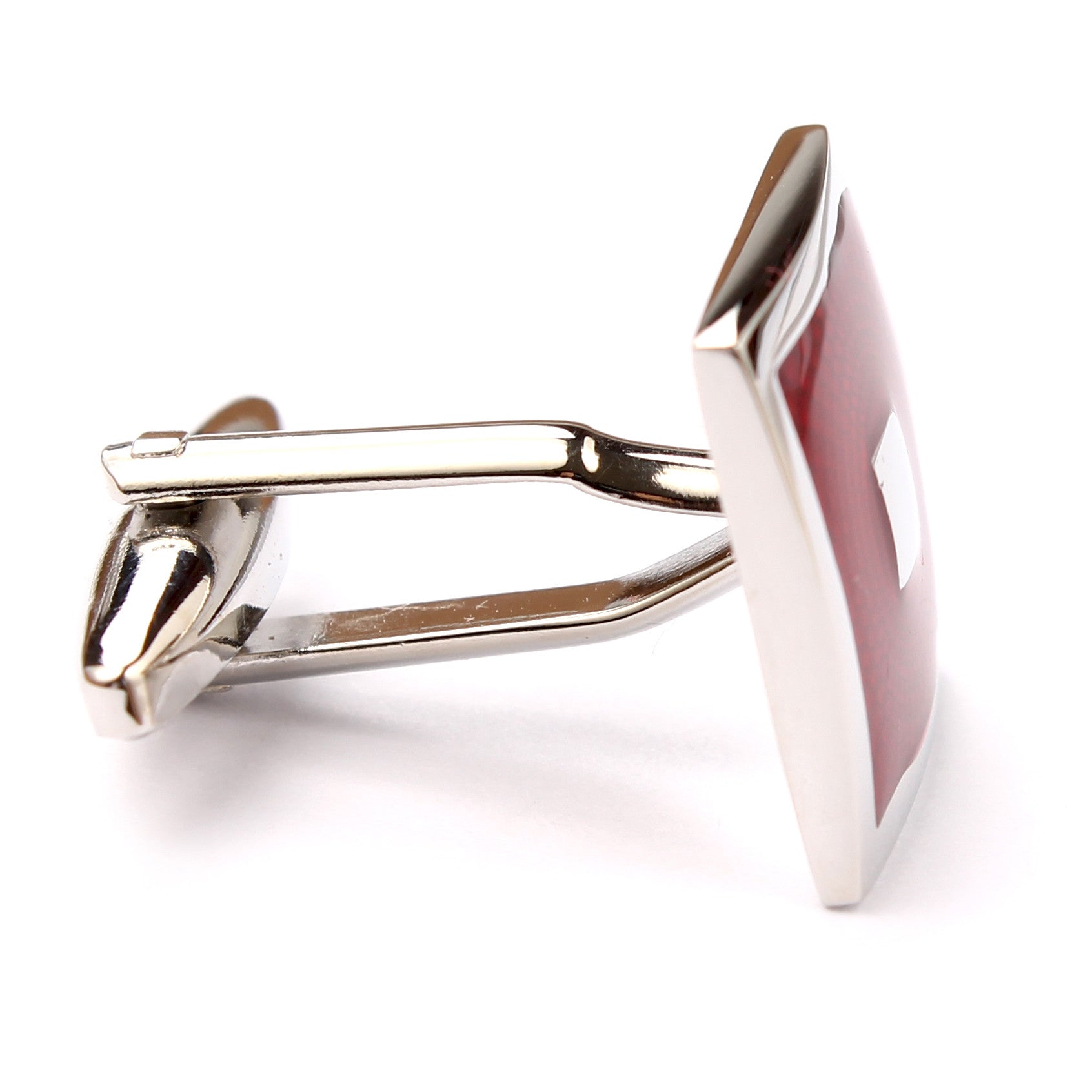 Silver Red Square Cufflinks