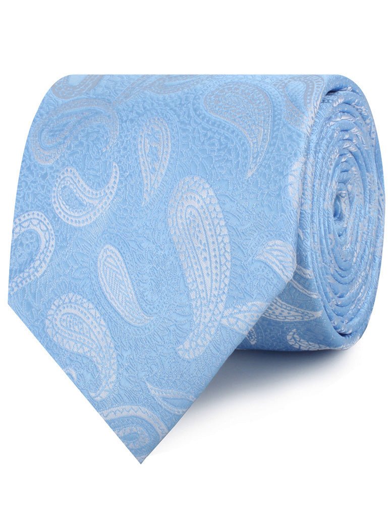 Baby Blue Teardrop Paisley Necktie