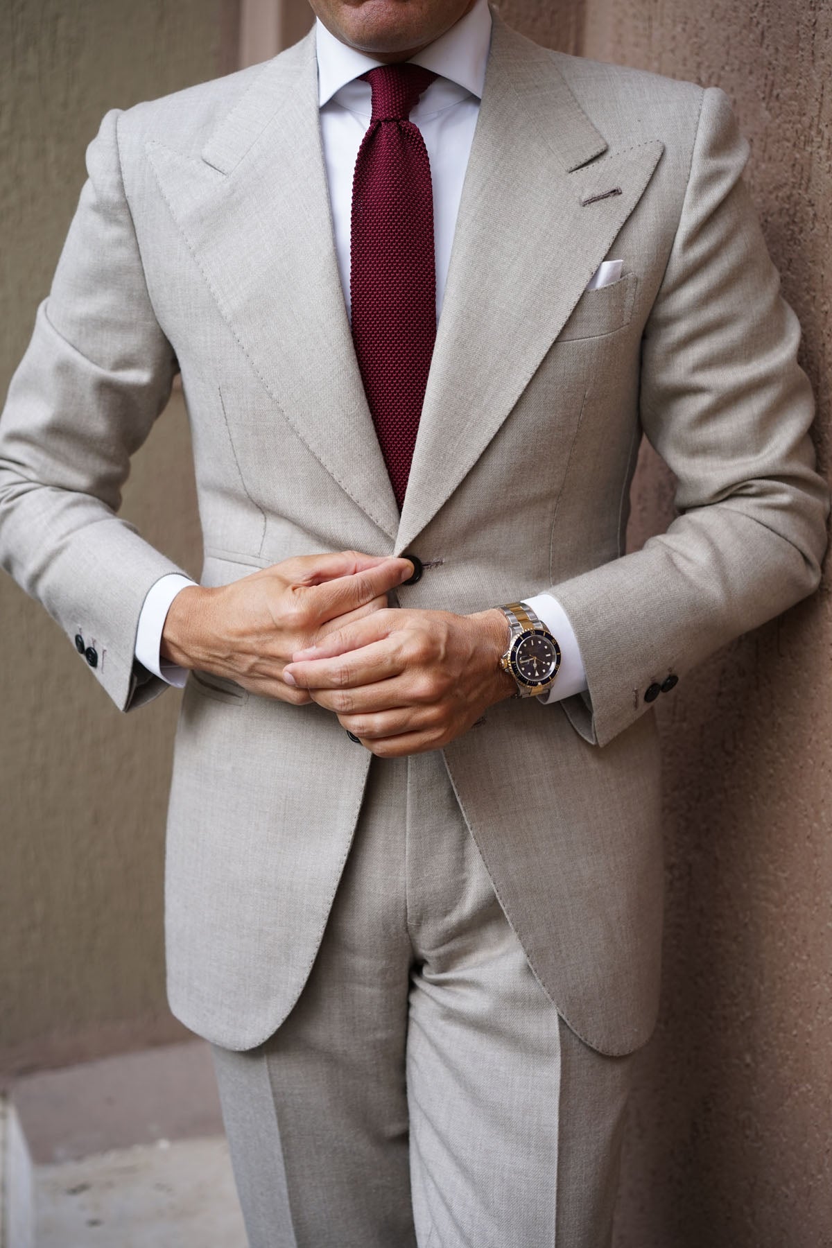 Gogo Burgundy Maroon Knitted Tie