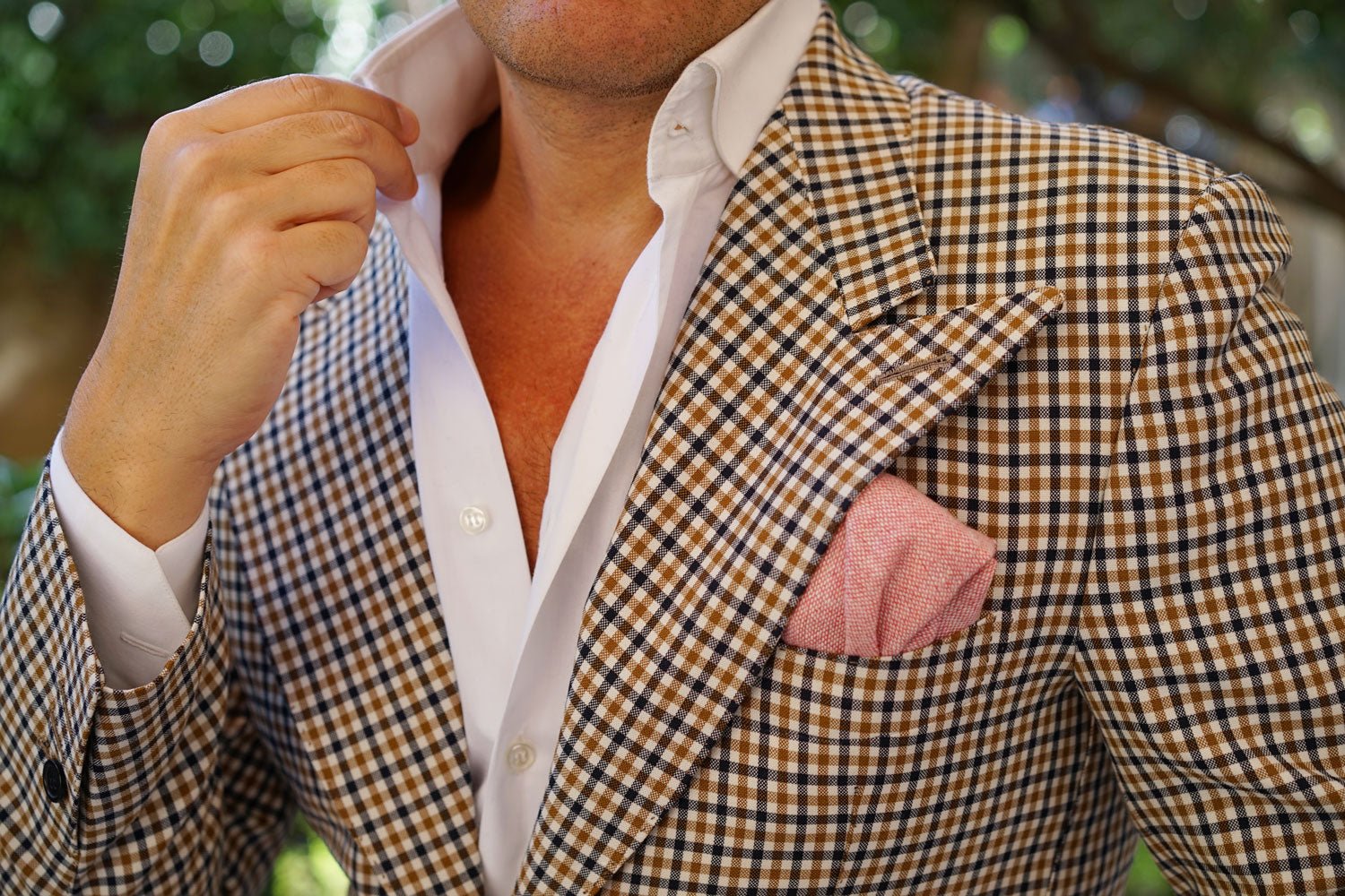 Blush Red Slub Linen Pocket Square