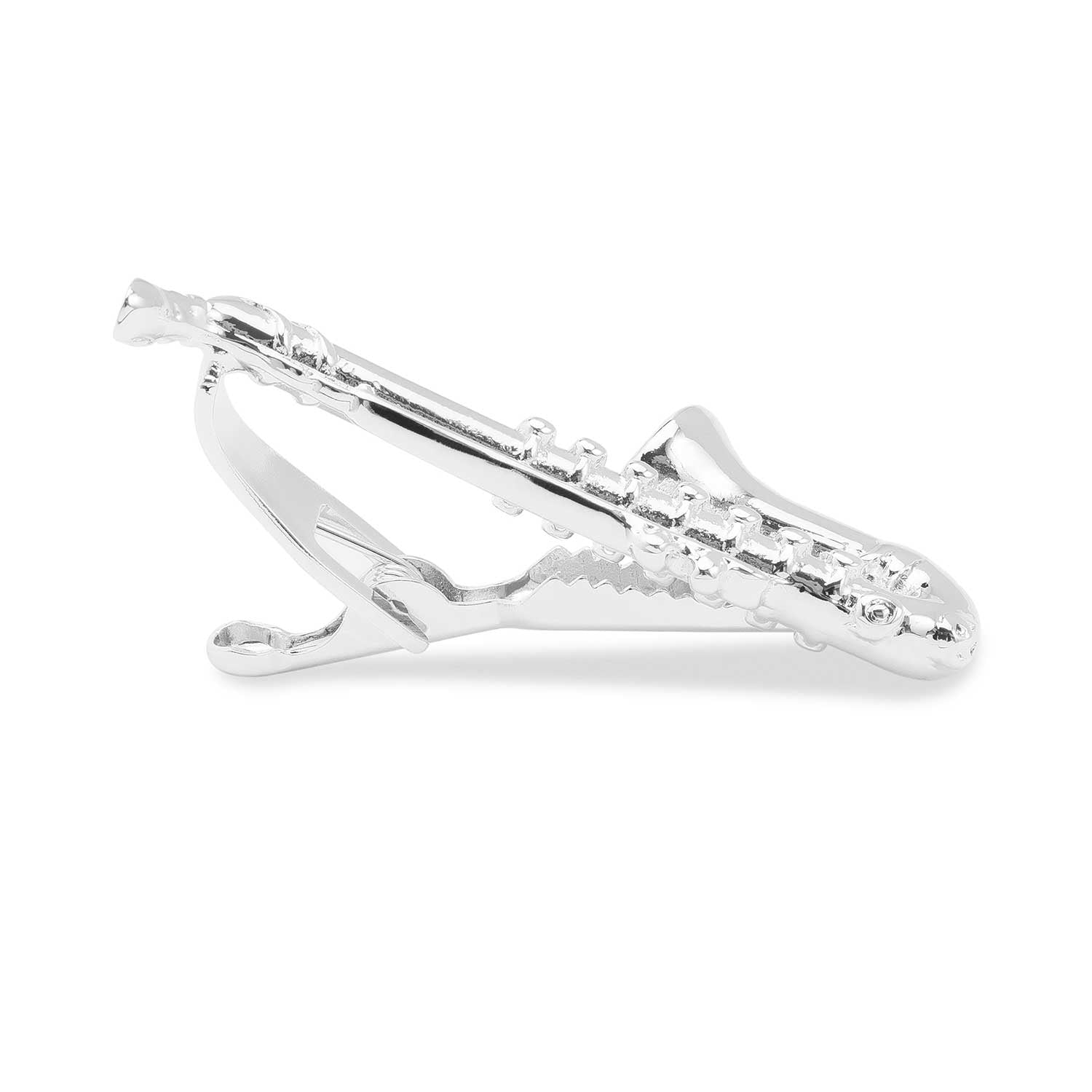 Silver Saxophone Tie Bar