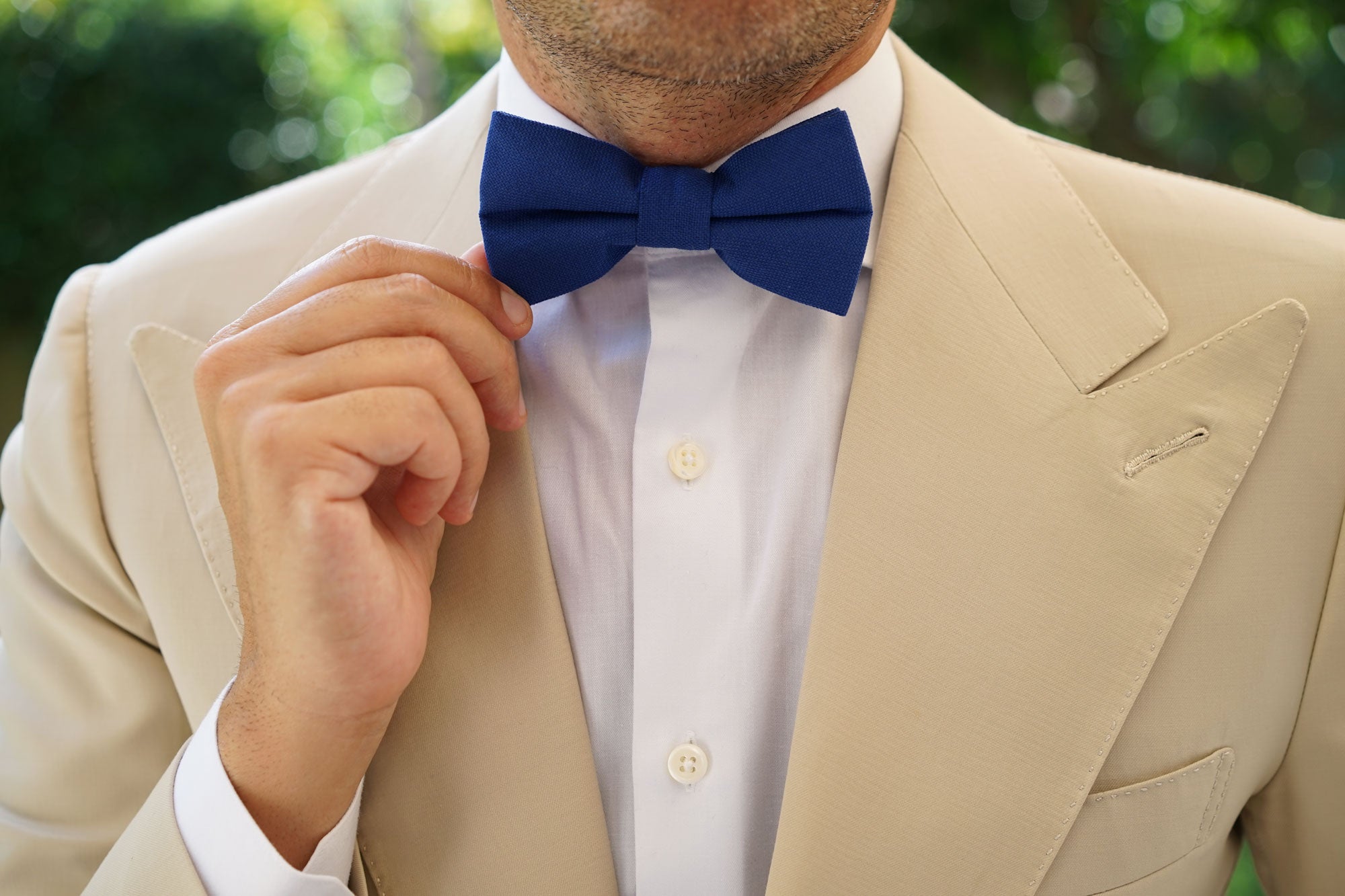 Cobalt Blue Linen Bow Tie