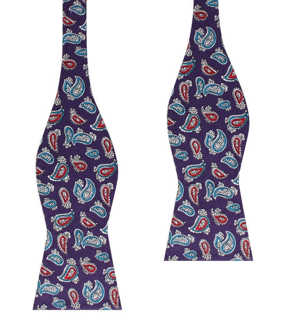 Lago di Bolsena Purple Paisley Self Bow Tie