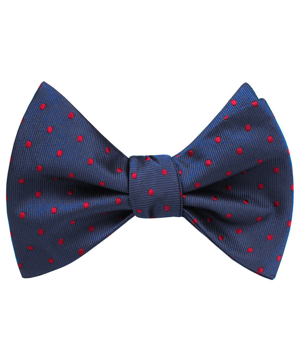 Burgundy Mini Dots on Navy Blue Self Bow Tie