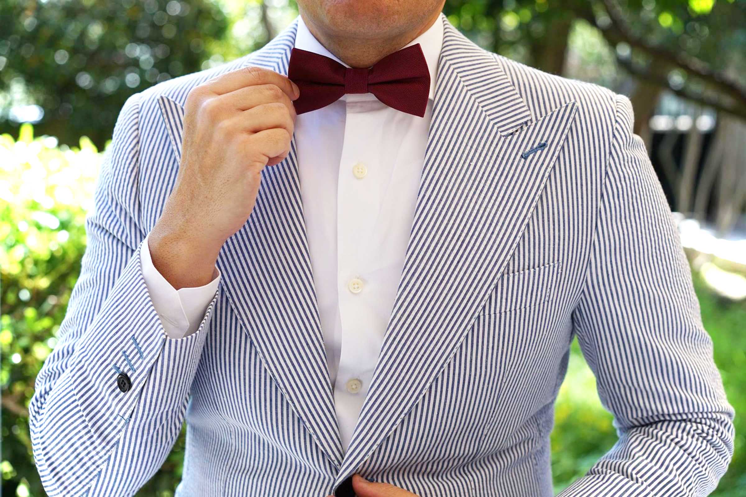 Burgundy Weave Bow Tie