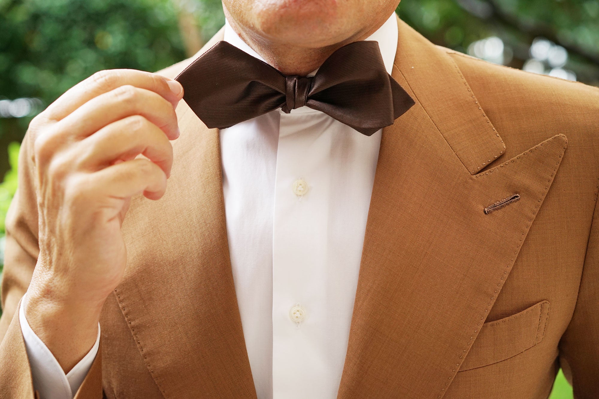 Dark Brown Self Tie Diamond Tip Bow Tie