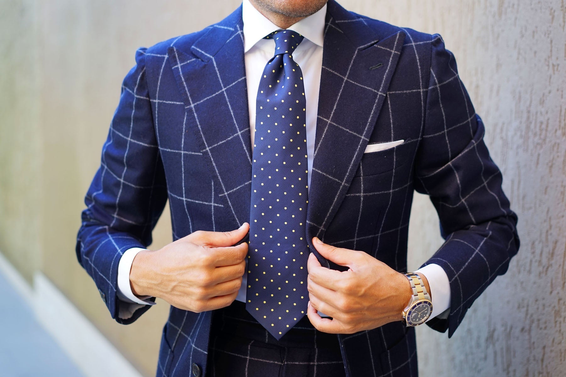 Navy Blue with Yellow Polka Dots Necktie